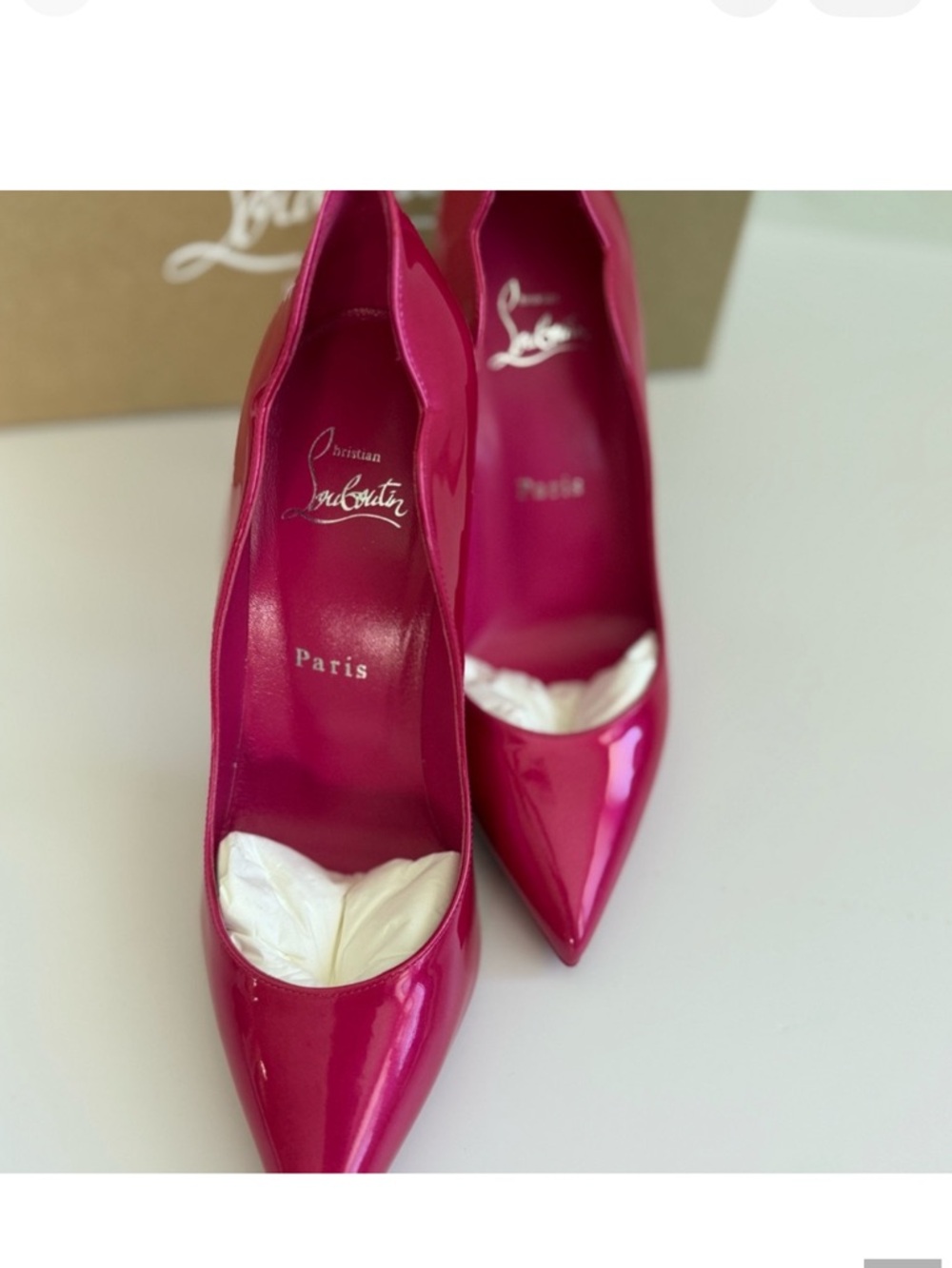 Brand New Christian Louboutin Hot Chick 100 Pink Patent Heels 7 37.5 “pin up” - Picture 2 of 7